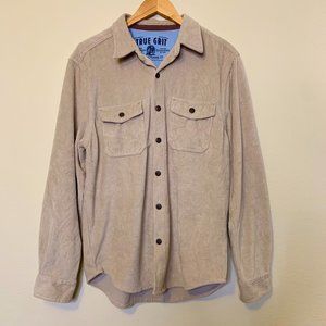NWOT True Grit Khaki Long Sleeve Knit Stretch Corduroy Shirt